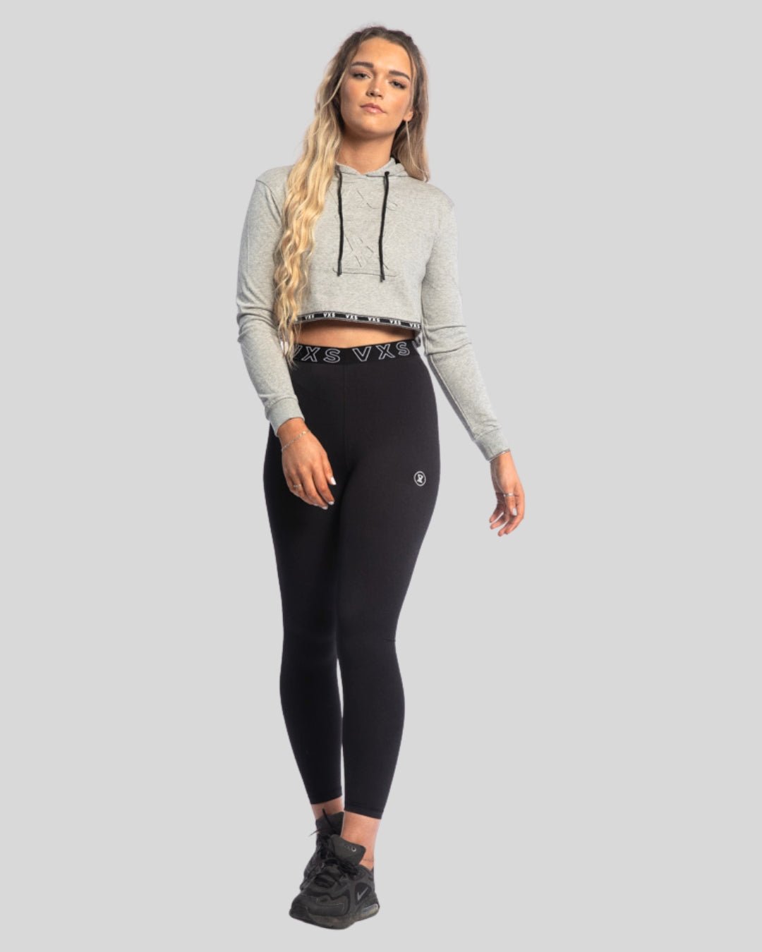 CROP Hoodie [Grey] - VXS GYM WEAR