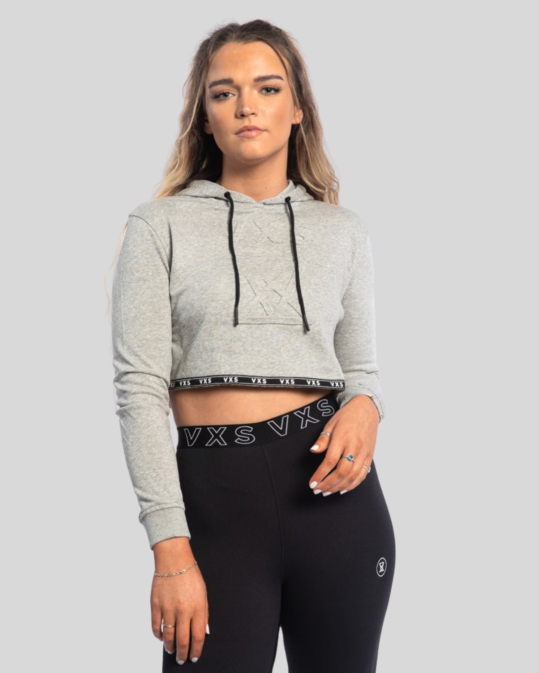 CROP Hoodie [Grey] - VXS GYM WEAR