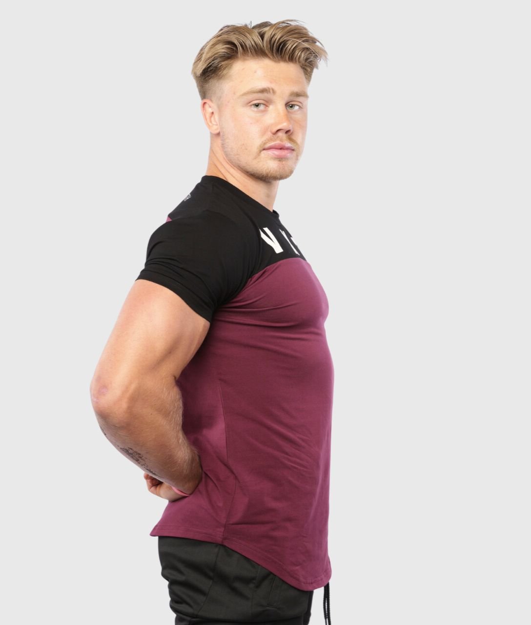 FUSION T - Shirt [Burgundy/Black] - VXS GYM WEAR