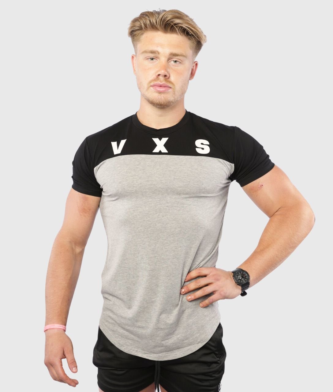 FUSION T - Shirt [Grey/Black] - VXS GYM WEAR