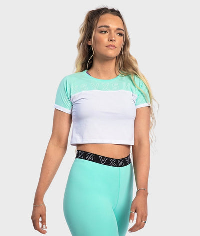 Crop T-Shirt [Mint Green/White] - VXS GYM WEAR